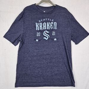 Seattle Kraken NHL Men's Size L Navy Blue Fanatics Short Sleeved Shirt 136380